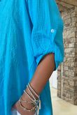 Made in Italy Pia Pillow Cotton Embroidered Tile Classic Shirt Cerulean